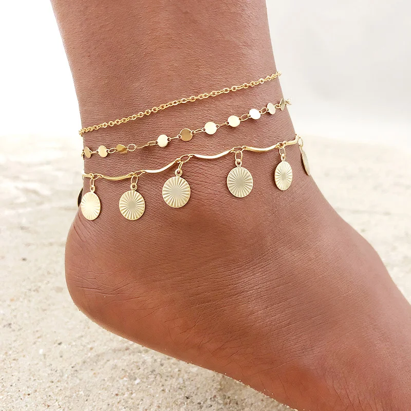 Ankle Chains 1/2/3pcs/set Gold Color Stainless Steel For Women