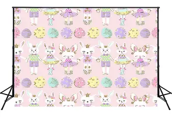 

HUAYI Cute Easter Bunny and Colorful Eggs Backdrop Newborn Kids 1st Birthday Party Decor Banner Photo Booth Props Poster SM-1028