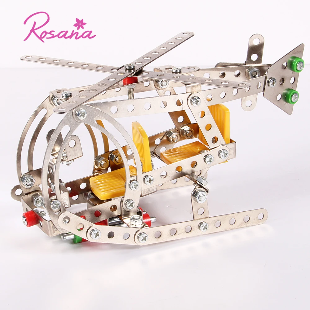 

Rosana Metal Building Blocks 3D Alloy Screw Nut Assembly Toys Plane Helicopter Model Sets Educational Toys for Children Kid Gift