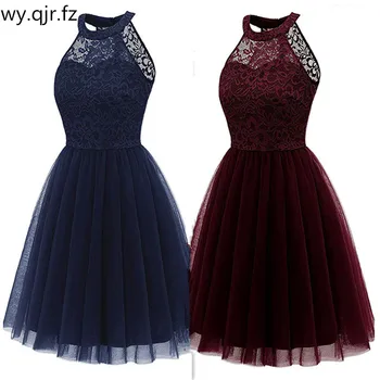 

OML-539#Evening dresses short purple dark blue pink etc wedding party prom dress yarn lace graduation gown Girls wholesale dress