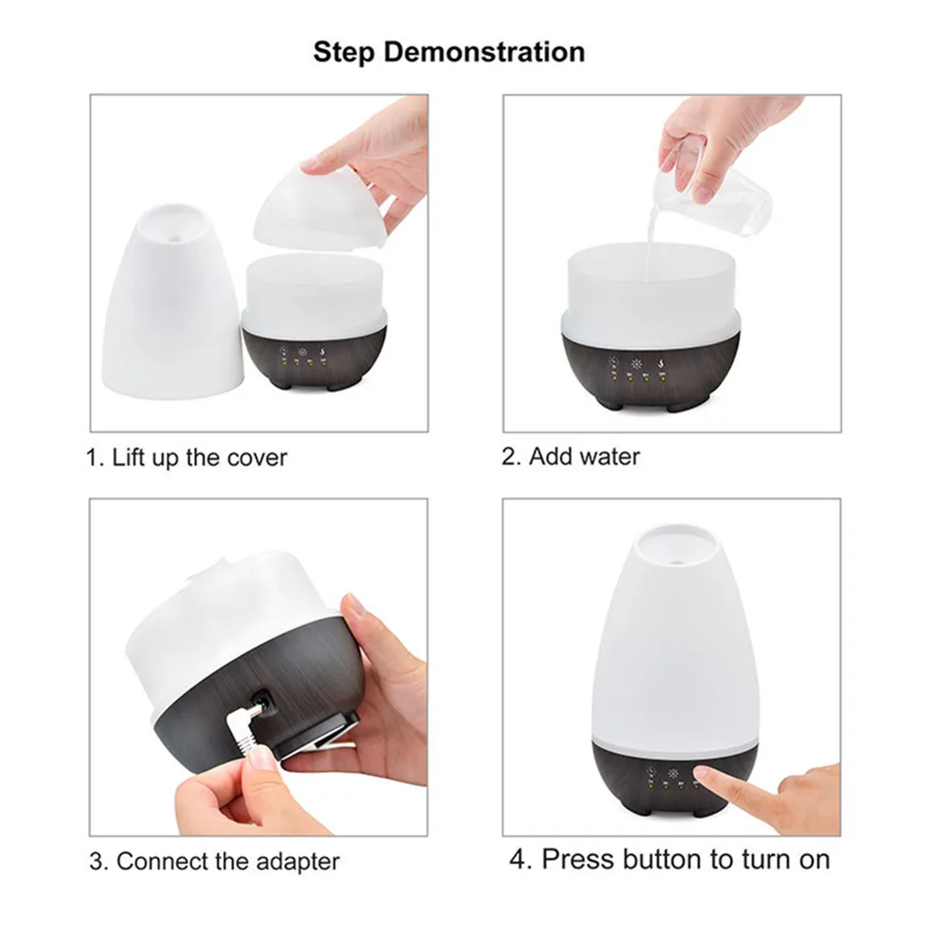 500ml Essential Oil Diffuser Aroma Air Humidifier with LED Light Electric Humidifier Essential Aroma Oil Diffuser Air Humidifier