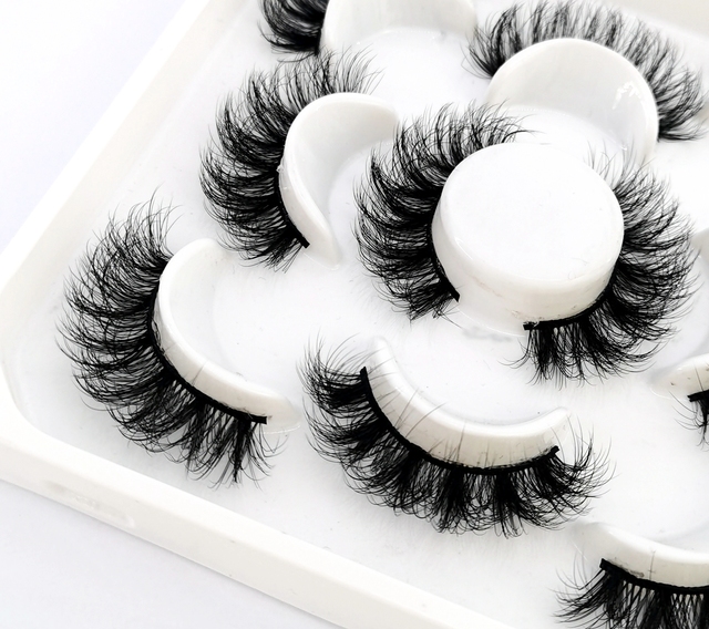 5 pairs 3D mink false eyelashes natural makeup eyelash extension long cross volume soft fake eye lashes winged faux cils