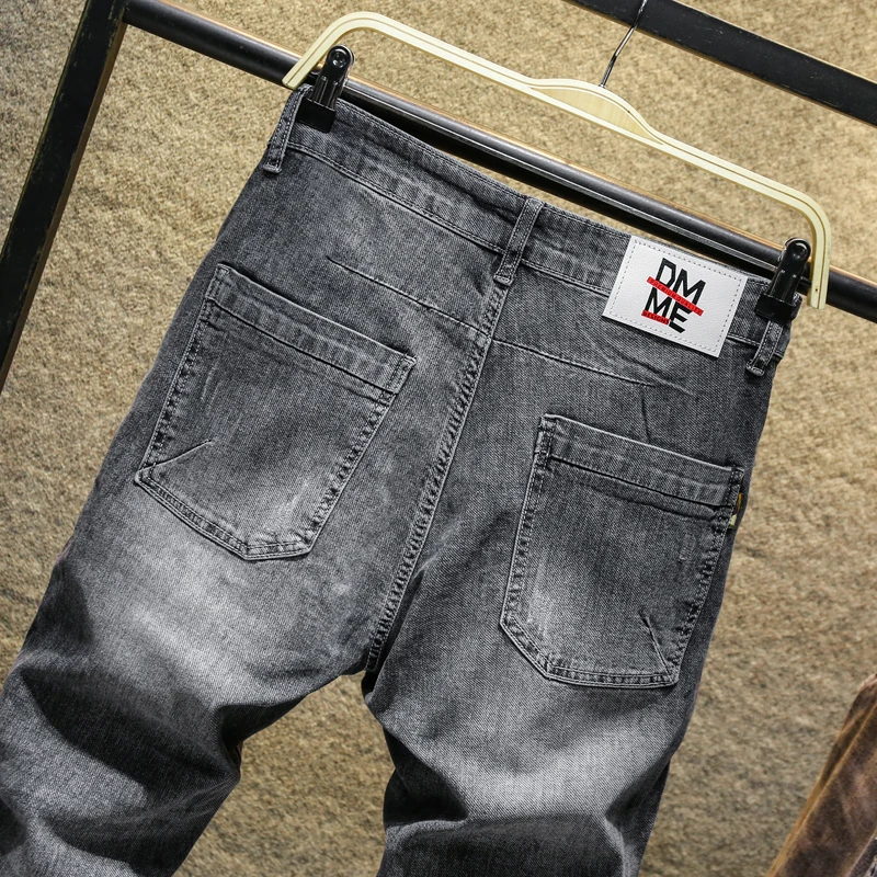 Popular Men Streetwear Brand Slim Fit Denim Pants For Male Hip Hop Stretch New Trousers pancil pants joker teenagers Ankle length trouse