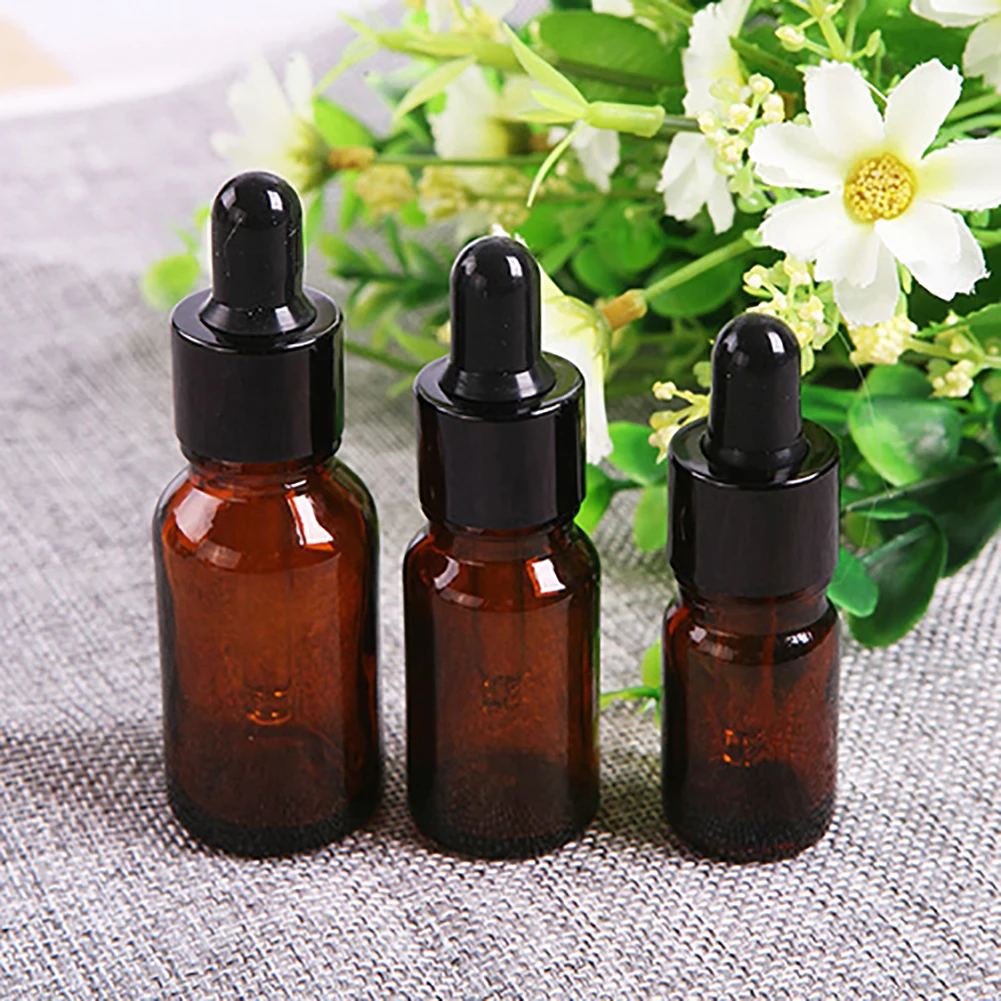 Empty Dropper Bottle Amber essential oil Glass Aromatherapy Liquid Brown 5-50ml Drop for massage Bottles Refillable 2