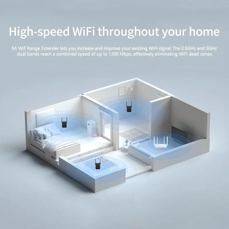 Xiaomi mi Roteador Extensor de Alcance Wifi Ac1200 Amplificador de Porta Ethernet de 1200 Mbps de 24 Ghz e Ghz Roteador de Sinal Wifi Roteadores sem fio - Imagem 3