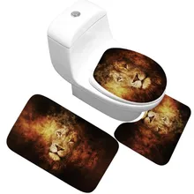 CAMMITEVER коврик для ванной комплект из 3 предметов, животные, Лев, коврик для унитаза, Нескользящий Впитывающий Коврик для ванной комнаты