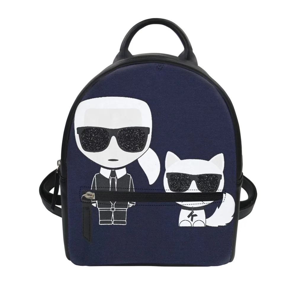

Vogue Pu Leather Backpack Women Karl Lagerfelds Print Small Shoulder Bags for Girls Female School Bookbag Daypack Waterproof