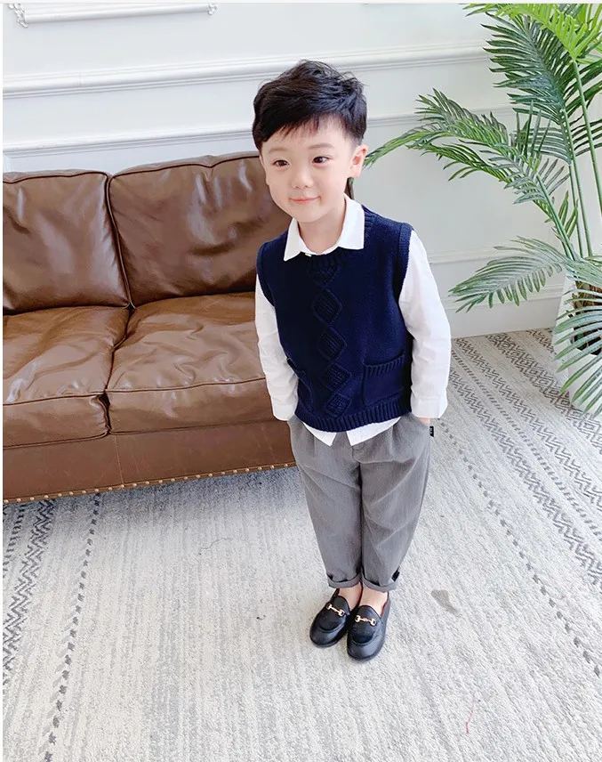 90-140cm height new autumn boys fashion knitted vest kids spring autumn clothing boys casual vest