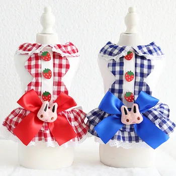 

Strawberry Rabbit Dog Dress Pet Products Summer 100% Cotton Clothing For Dogs Chihuahua Teddy Pet Puppy Dog Clothes 2020