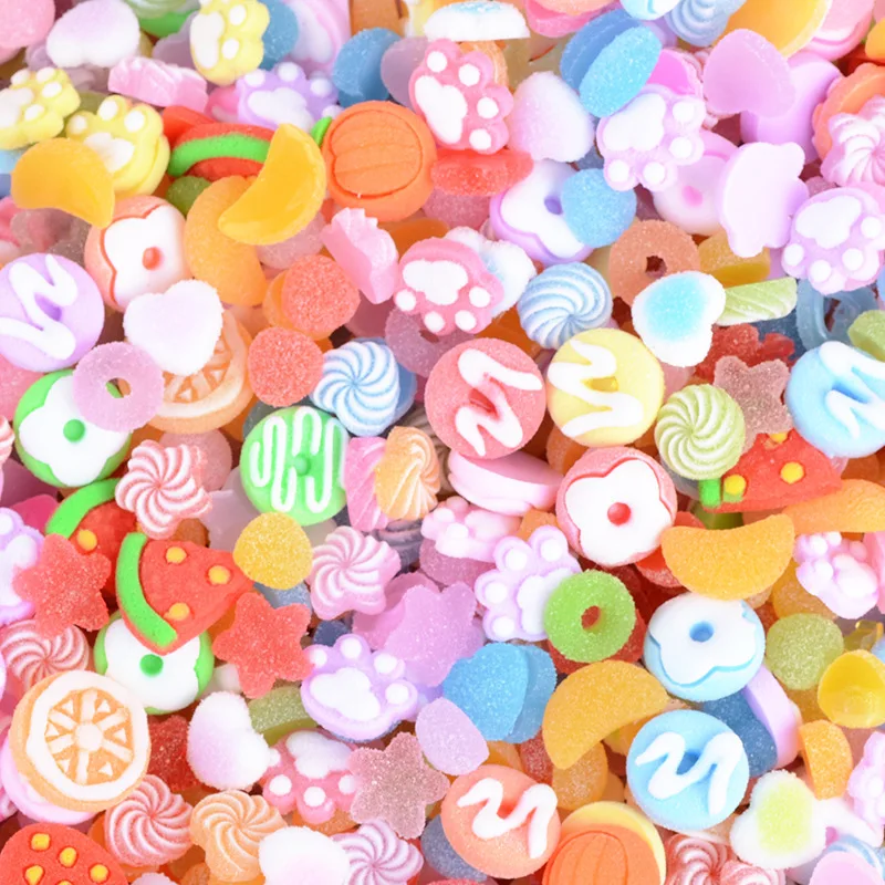 30Pcs Artificial Soft Candy Fruit Figurines DIY Craft Supplies Phone Shell Patch Arts Decor Materials Jewelry Hair Accessories