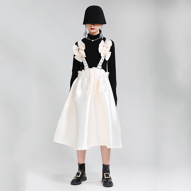 [EAM] Women Black Bow Split Joint Buckle Temperament Dress New Sleeveless Loose Fit Fashion Tide Spring Autumn 2020 1Z663