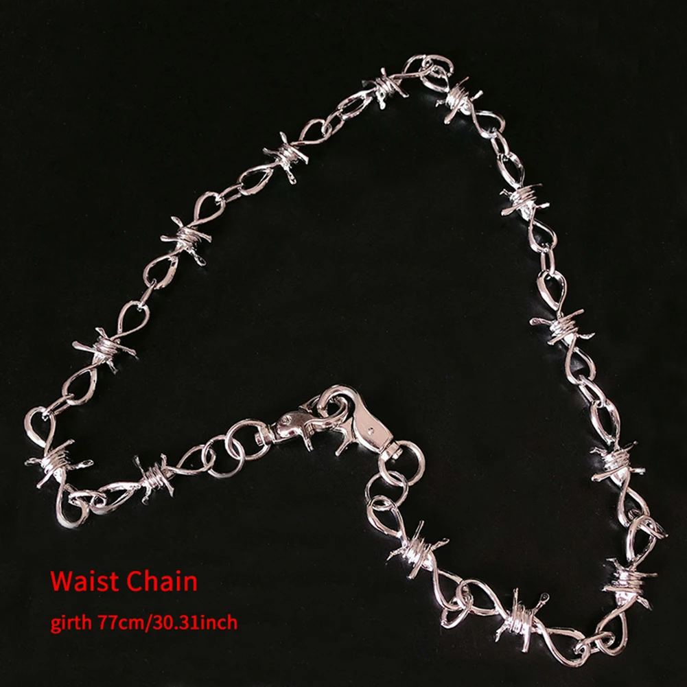 waist chain Мода ручной работы мужские и женские цепи шипы ожерелье сверхпрочный навесной замок Колье металлическое ожерелье-воротник - Окраска металла: waist chain