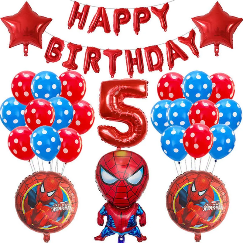 

39pcs/lot Spiderman Balloon Number Spiderman Party Inflatable Helium Balloons Birthday Party Decoration kids ballon Toy globos