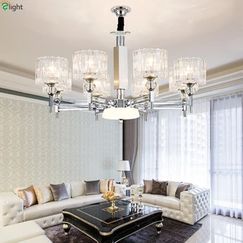 

Modern Chrome Metal Led Chandeliers Lighting Living Room Glass Led Pendant Chandelier Lights Dining Room Hanging Lamp Fixtures