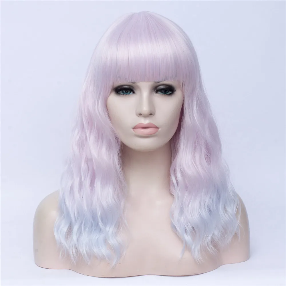 MSI Wigs Лолита длинные волнистые парик цвета радуги с взрыва высокая температура волокно Синтетический Косплей парики для девочек Хэллоуин