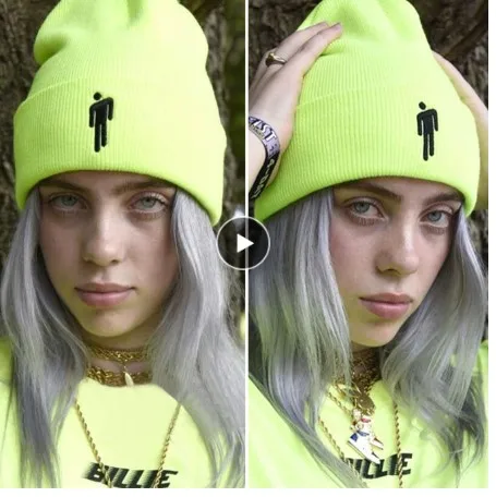 18 Color Embroidery Women Knitted Warm Winter Hats Billie Eilish Beanie Hat Yellow Men Running Foldable  Snapback Outdoors