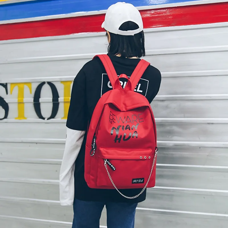 

New Trend Women Backpack Korea Style Female College Students Back Pack Large Capacity Letter Pattern Printing Girls Knapsack