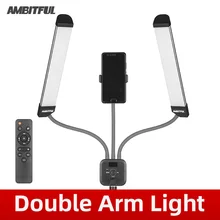 AMBITFUL – Double bras à lumière LED avec écran LCD, modèle AL-20, 40 W, 3000K — 6000 K, longues bandes pratiques pour la diffusion en direct ou remplir un studio photo d'éclairage