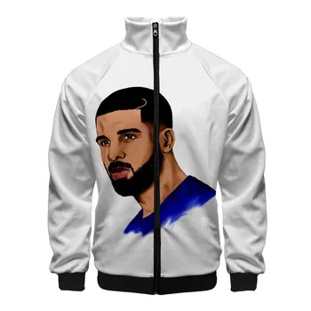 

DRAKE Print Stand Collar Jacket Men/Women Winter Fashion Casual Harajuku Soft Jacket Coat Hot Sale