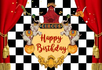 

Funny circus Birthday background photography vinyl portrait red curtains photo backdrops for photo studio backgrounds LV-1925