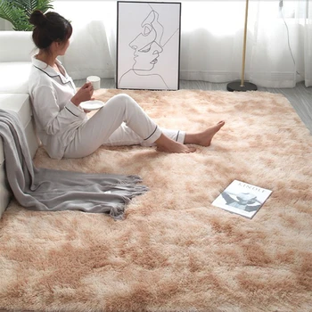 

Tie-dyed Gradient Color Plush Soft Carpet Thickened Area Rug Water Absorb Anti-slip Floor Mat For Bedroom Living Room Home Decor