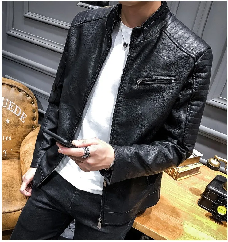 Модный бренд High Street искусственная кожа для мужчик куртка Байкер Slim Fit замшевые куртки для мужчин Твердые молнии ПУ Топы пальто DS50869