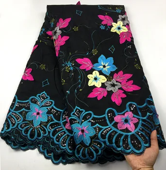 

Embroidery Cotton Lace Fabric with handmade beads Hollow Out Swiss Voile Lace Nigerian Cotton Fabric