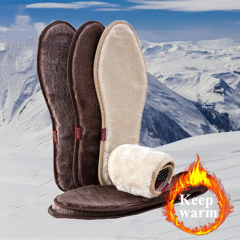 Men Women Imitation Wool Insole Winter Thicken Warm Shoe Pads Sport