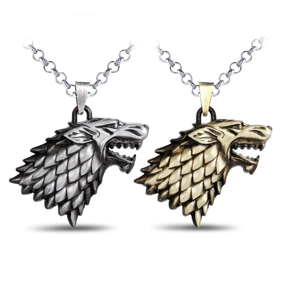 

New Style Game of Thrones of Game a Song of Ice And Fire House Stark Wolf Head Fully Stereo Logo Necklace