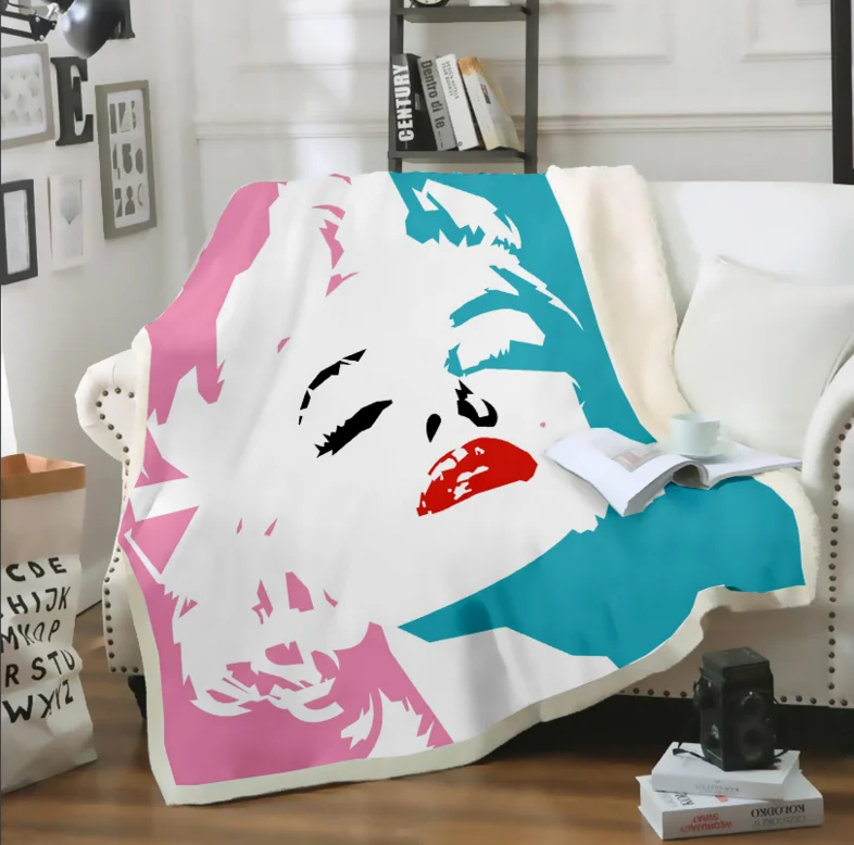 Флисовое одеяло Marilyn Monroe с 3d рисунком для кровати походов пикника толстое