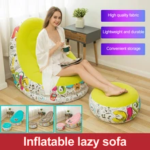 Canapé gonflable Portable avec repose-pieds, mobilier d'extérieur confortable, 1 place, revêtement de poils