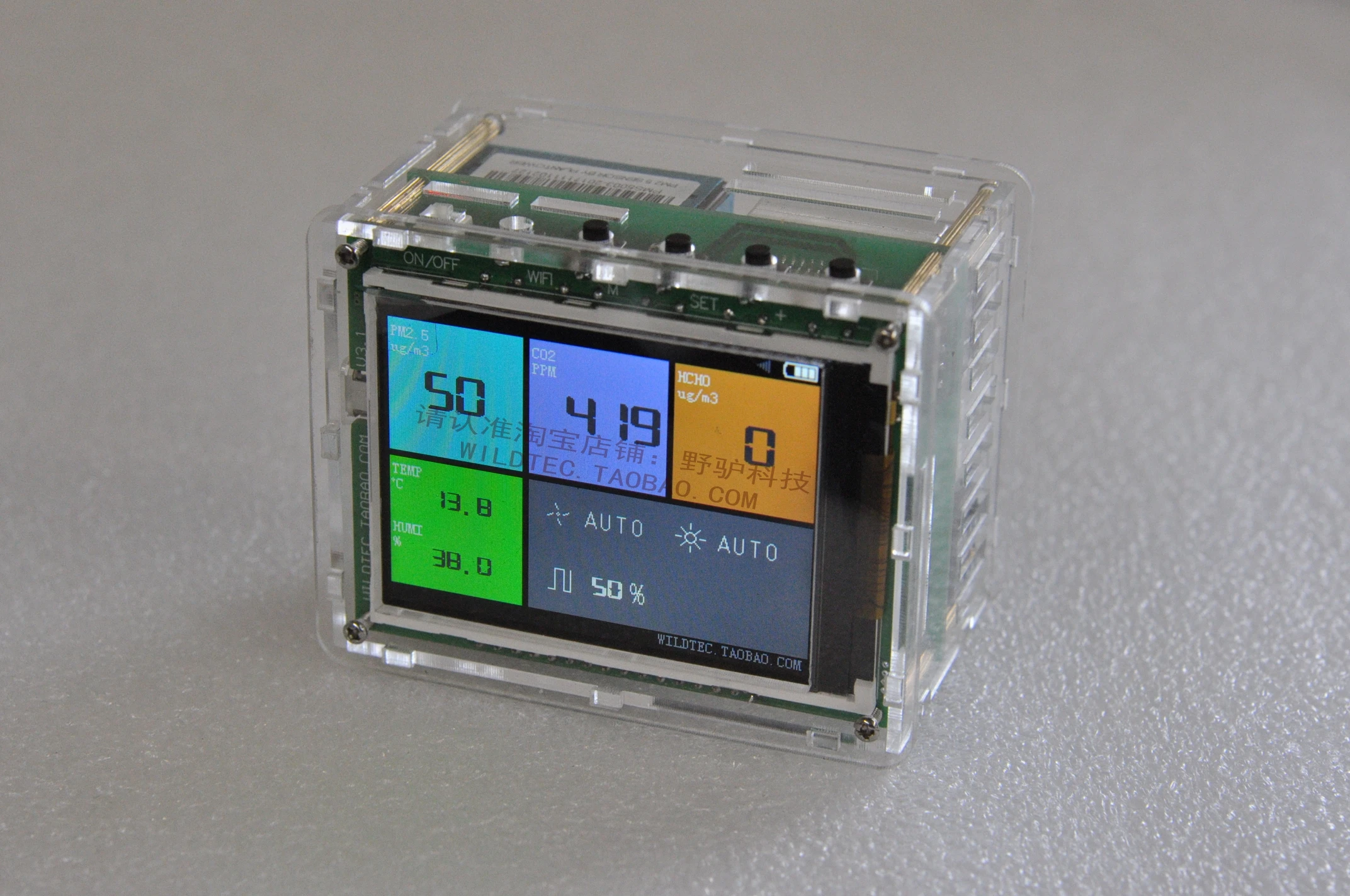

PM2.5 CO2 Carbon Dioxide Laser Akebi Sener Dart Formaldehyde Air Tester WiFi DIY Linkage