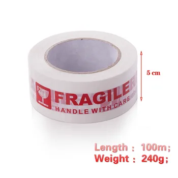 

5cm*100m White FRAGILE Packing Tape Warning Bopp Fragile Tape Used for Warning and Packing Office and School Supplies