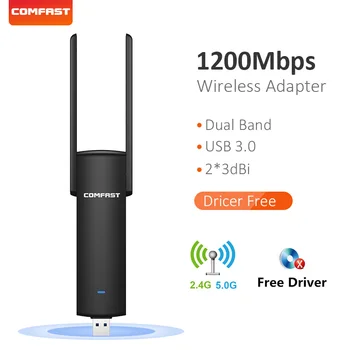 

wifi network card 1200Mbps Gigabit dual-band free driver USB3.0 2*3dBi Antenna Plug and play high speed usb wireless adapter