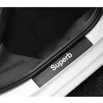 

Carbon Fiber Car Stickers For Skoda Superb Antislip Door Scuff Plate Protector Decal High Quality Car Accessories Interior