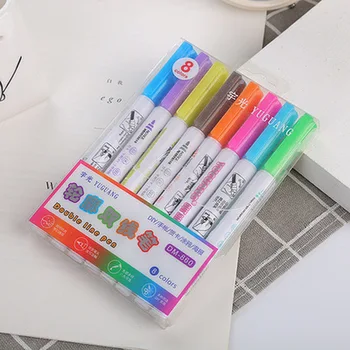 

Double-line Contour Pen Student Stationery Highlighter Pens Novelty Lovely Multicolor Pen Kawaii Office School Supplies