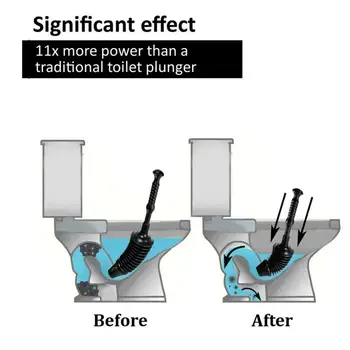 

Toilet Plunger Drain Blockages Suction Rubber Grip Handy Powerful Bellows Bathroom Clear Reusable Home Use Unblock Pressure T9R1