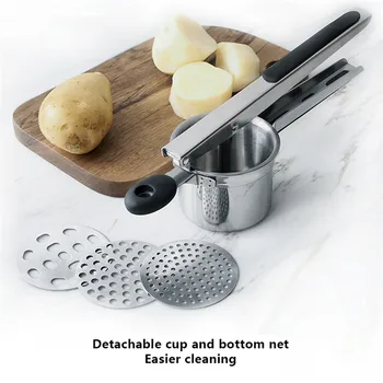 

TTLIFE Household Silicone Handle Stainless Steel Potato Masher Tool for Potato Puree Food Chopper Portable Kitchen Tools Gadgets