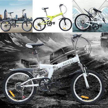 

20 Inch Lightweight Mini Folding Bike Small Portable Bicycle Adult Student Double Steel V-Brake 4 Colors Fashion Mountain Bike