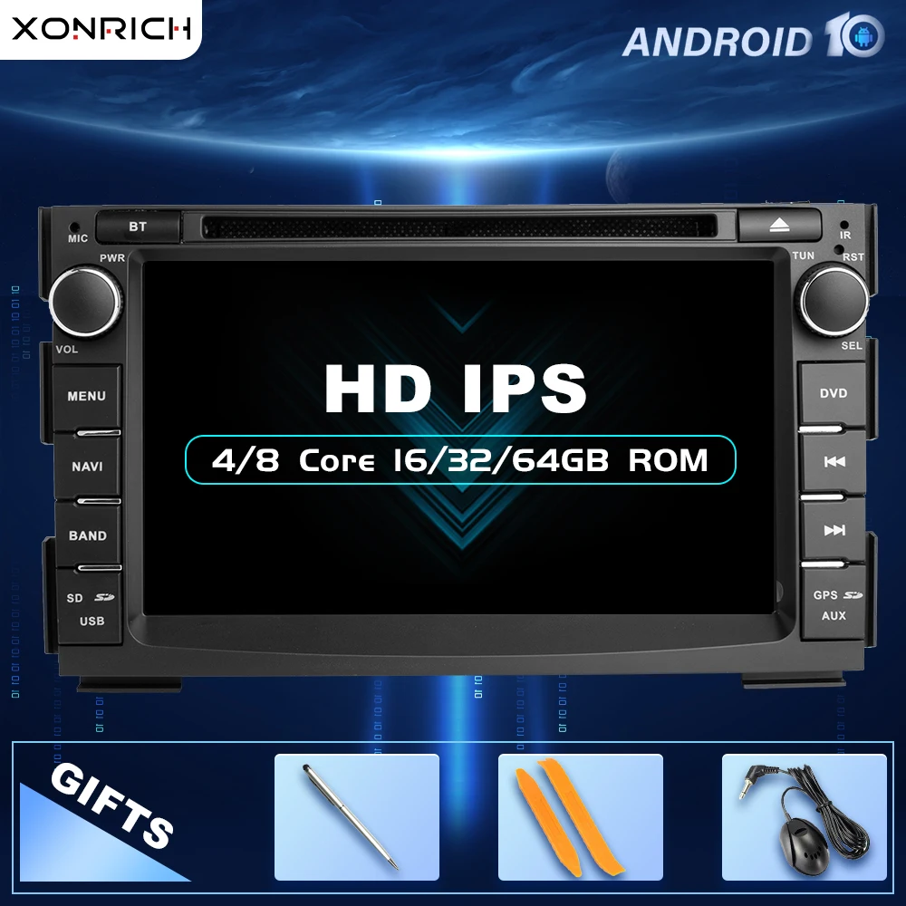 Автомобильный мультимедийный DVD плеер IPS 2 Din Android 10 для KIA Ceed 2010 2011 2012 Авторадио GPS
