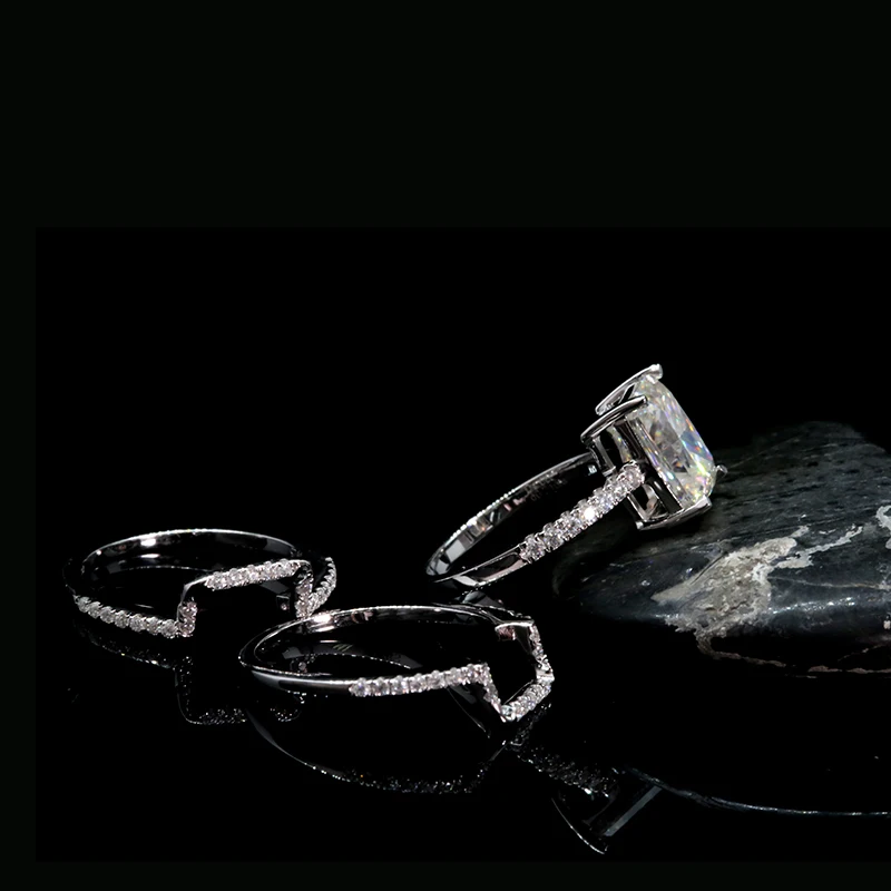 AEAW 18k Белое Золото 4.0ct 8*10 мм Сияющий превосходный разрезанный муассанит обручальное кольцо Половина Вечности браслет для комплект для новобрачных