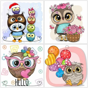 

AZQSD Diamond Painting Owl Cross Stitch 5d Diy Diamond Embroidery Cartoon Picture Of Rhinestones Home Decor Handmade Gift