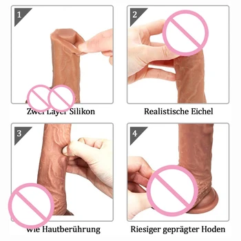 22CM Realistic Silicone Dildo Large Dildo Sex Toy for Women with Thick Glans Real Dong with Powerful Suction Cup Stiff Cock 2