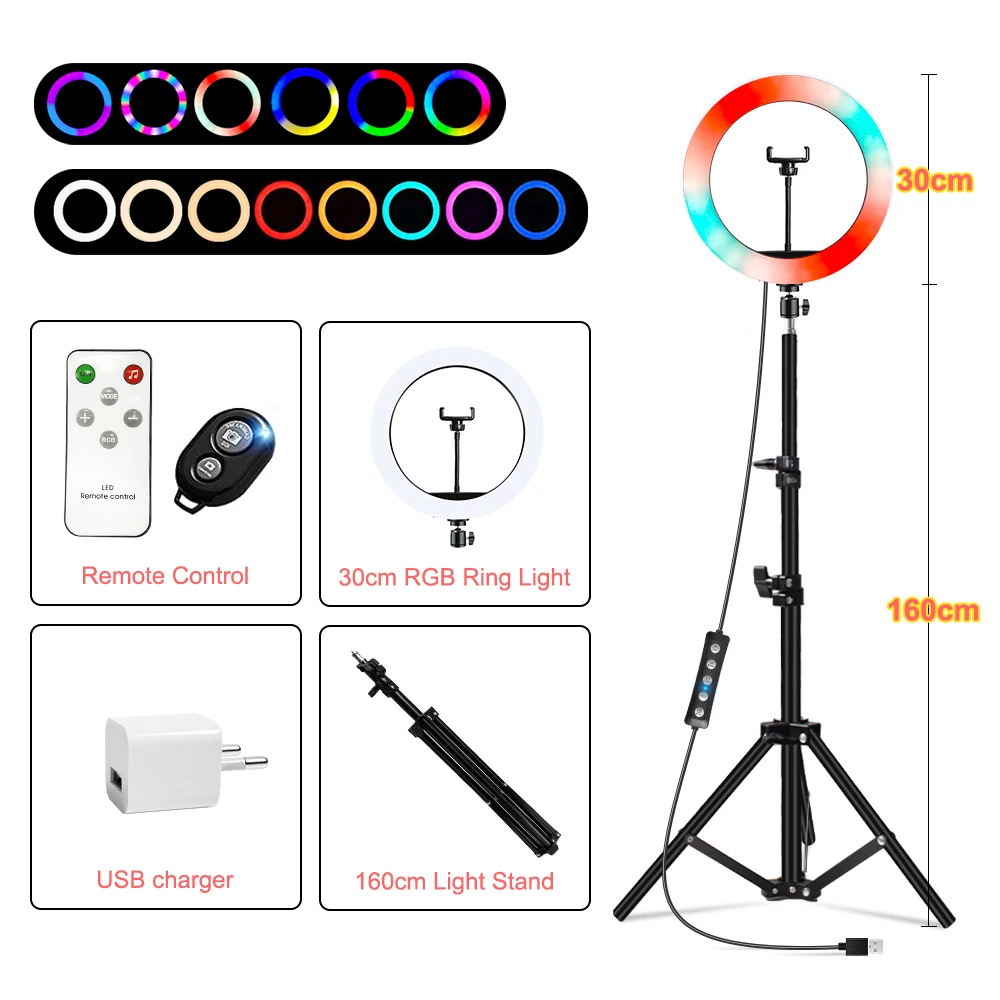 Kit Anneau Lumineux LED Selfie 10 Pouce avec Trépied pour Móvil