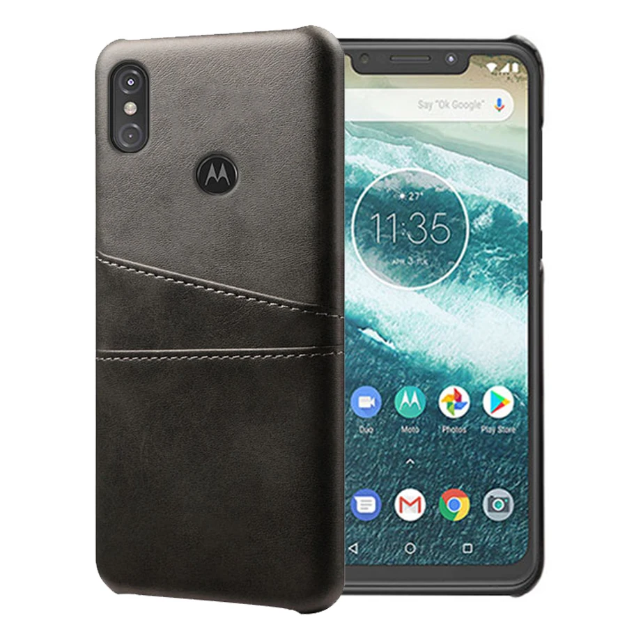 Кожаные держатели для телефонов SCK для телефонов Motorola Moto One power(P30 Note), тонкий гибридный жесткий чехол для телефона - Цвет: Черный