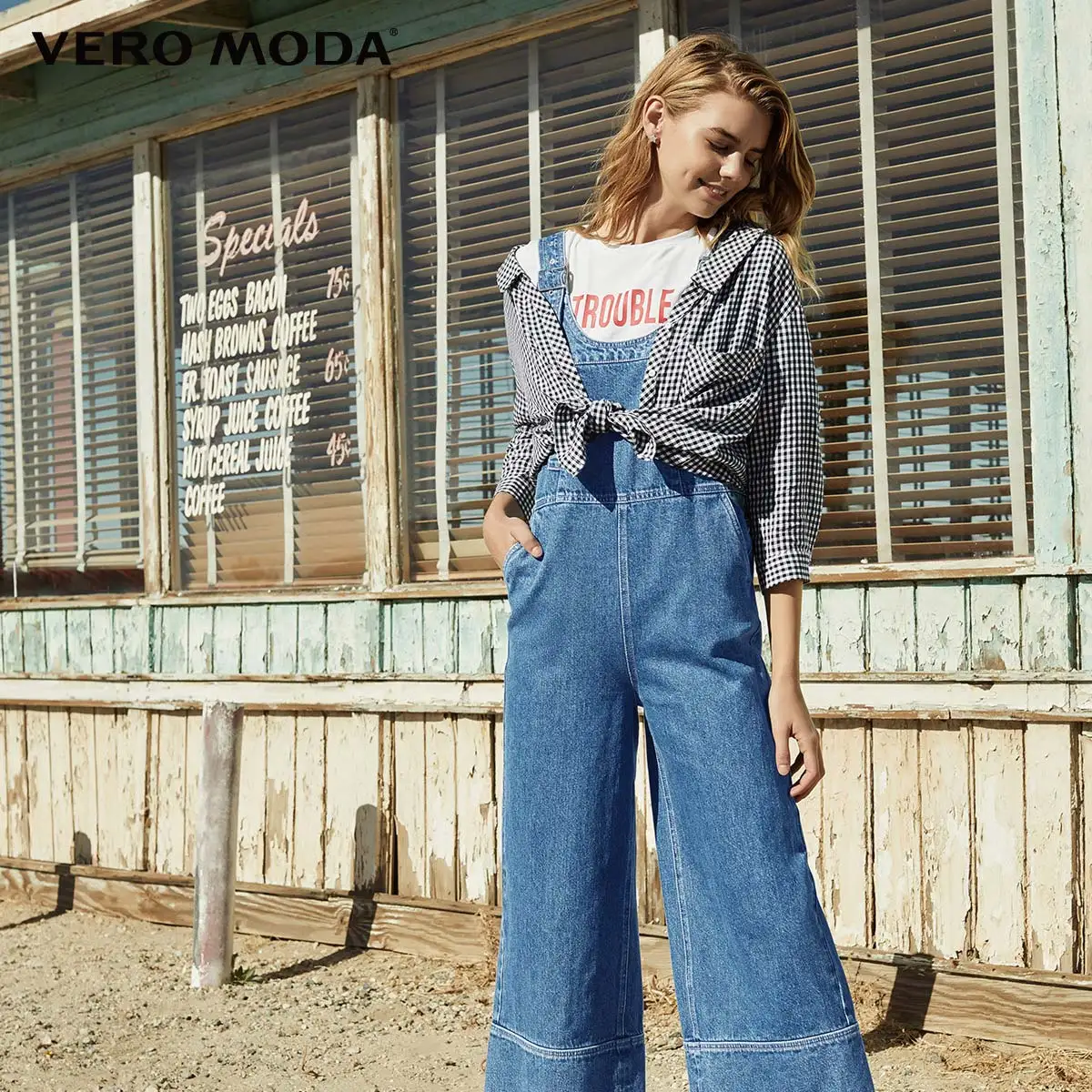 Vero Moda Женская свободная рубашка в клетку с 3/4 рукавами | 318331526