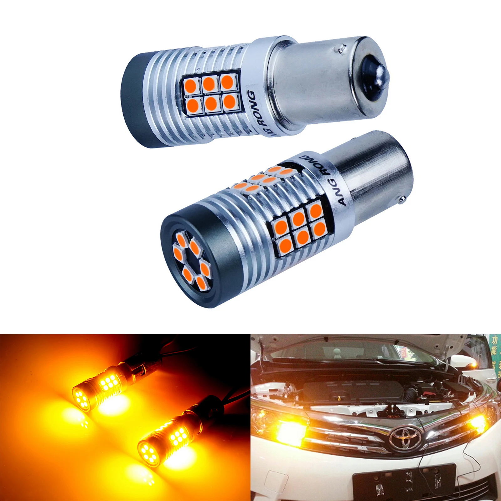 ANGRONG Amber LED 15W P21W 1156 BA15s Front Indicator Signal Light Bulb Vauxhall Ford VW | Автомобили и мотоциклы