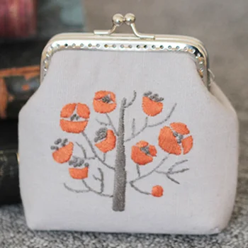 

Women Cross Stitch Materials Handmade Chinese Style Gift Flower Tree Coin Wallet Small DIY Embroidery Purse Set Vintage Sewing