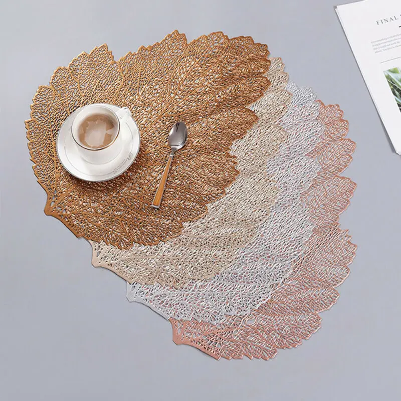 

Fashion Creative Leaf Shape Dining Placemats Coaster Mat Non-Slip Heat Insulated PVC Washable Cup Table Mats