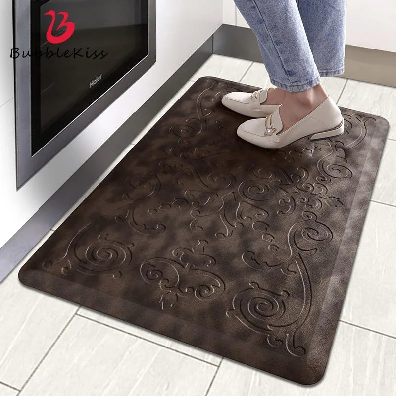 

Bubble Kiss Kitchen Mat Waterproof Oil Proof Anti Skid Flower Pattern PVC Carpet Home Balcony Corridor Decor Entrance Doormat